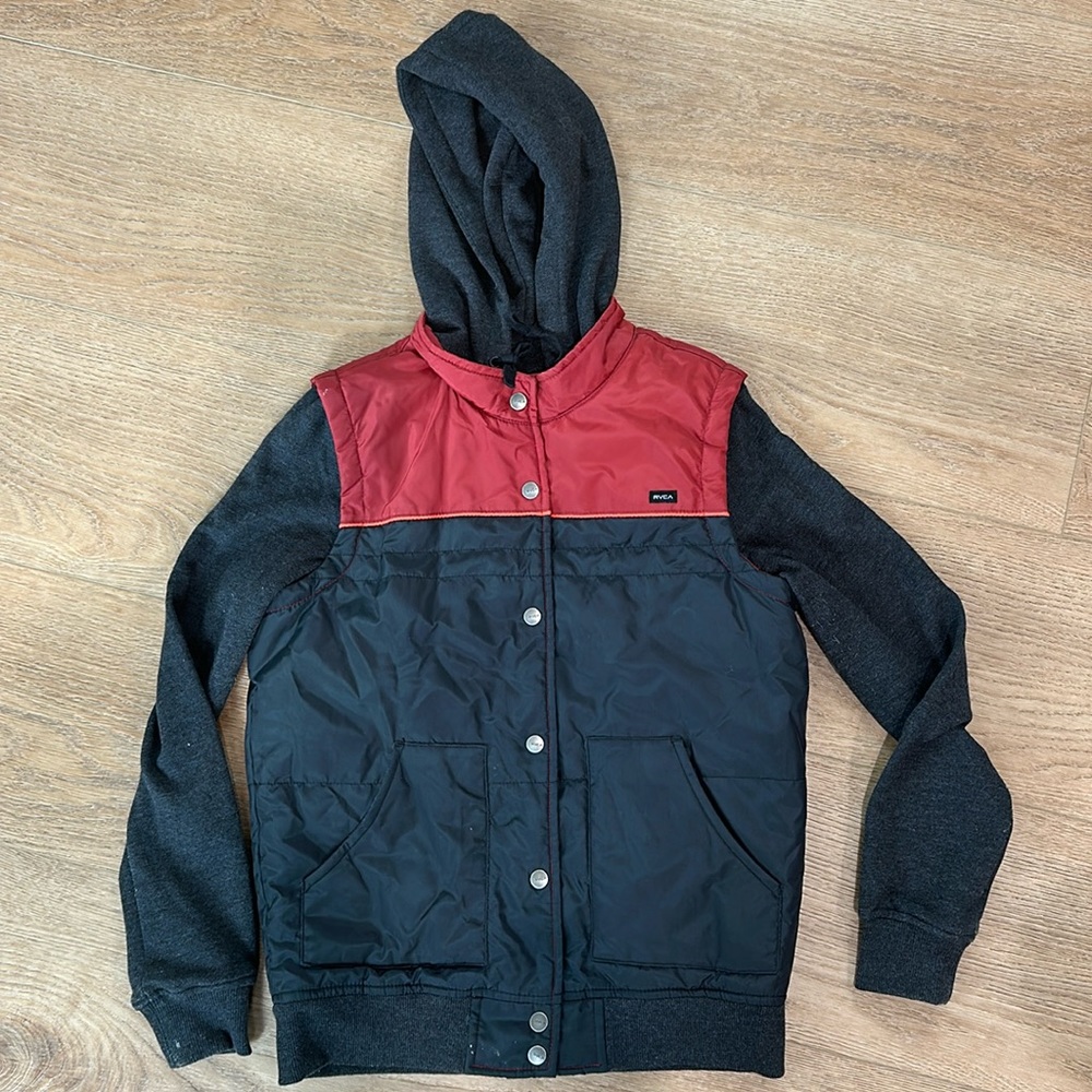 Rvca vest with built-in hoodie